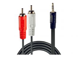 LINDY Premium Audio Adapterkabel 1 m 2 x Phono / RCA naar 3,5 mm Stereo Jack