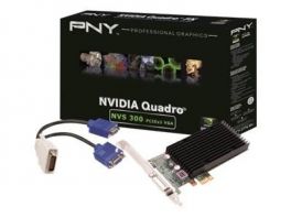 PNY Quadro NVS 300 VGA PCI-E x1 LowProfile 512MB GDDR3 64bit DSM59 Dual VGA for Windows 7/Vista/XP/2000 Linux BLK